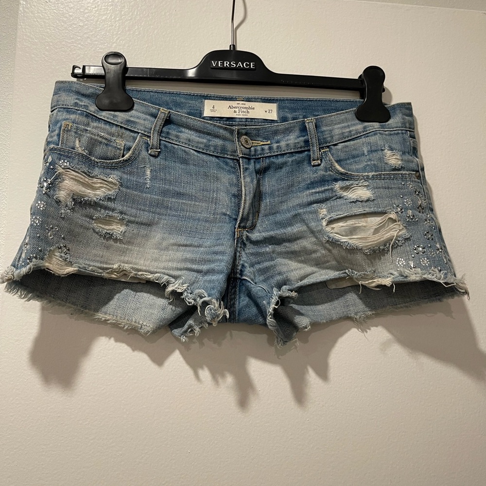 Abercrombie and Fitch  Distressed‎ Blue Denim Shorts